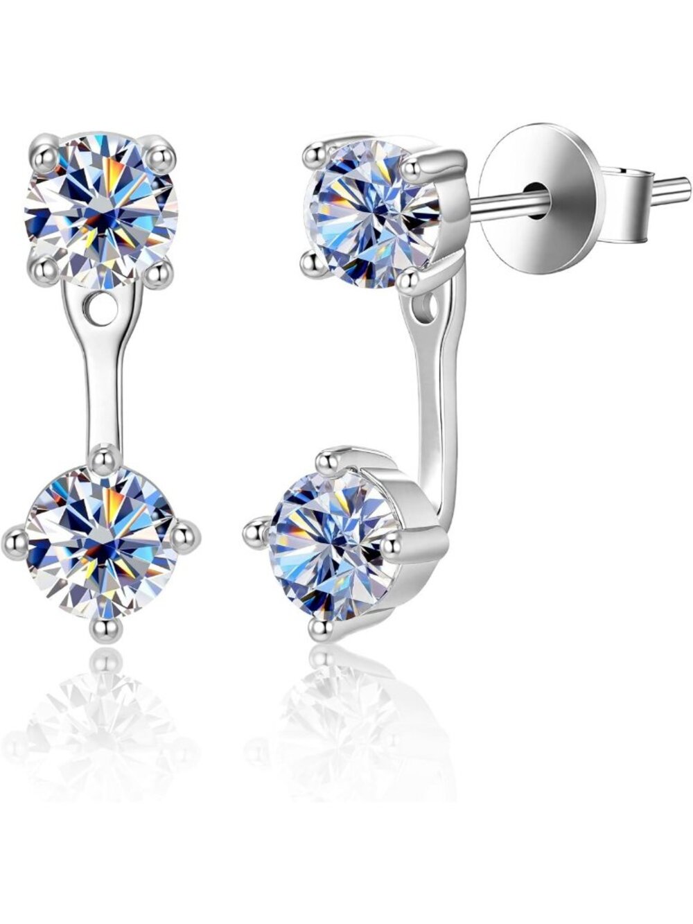 Elegant Moissanite Drop Earrings Jackets with Diamond Studs for Women